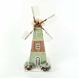 Mulino a Vento Decorazione di Natale Rosa 13x15x16 cm