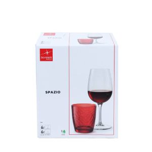 BORMIOLI-Set-12pz-Spazio-6-bicchieri-+-6-calici-rosso