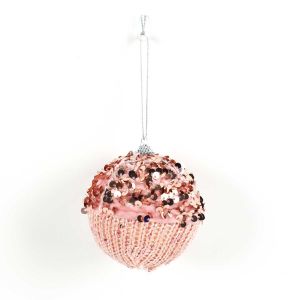 Palle di Natale Colore Rosa Lana Paillettes Diam. 6 cm 6 pz 