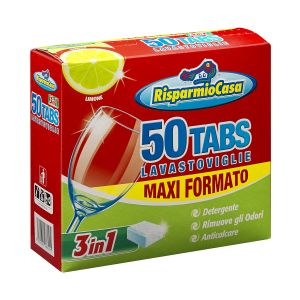 Detersivo Lavastoviglie Tabs Anticalcare Limone Maxi Formato 3in1 50 pz