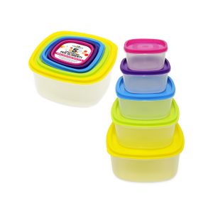 RISPARMIO CASA Set 5 Contenitori Alimenti 220ml / 345ml / 590ml / 1100ml / 2000ml