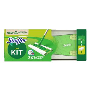 Swiffer Starter Kit Scopa Lavapavimenti 1 Scopa, 8 Panni Asciutti E 3 Panni Umidi