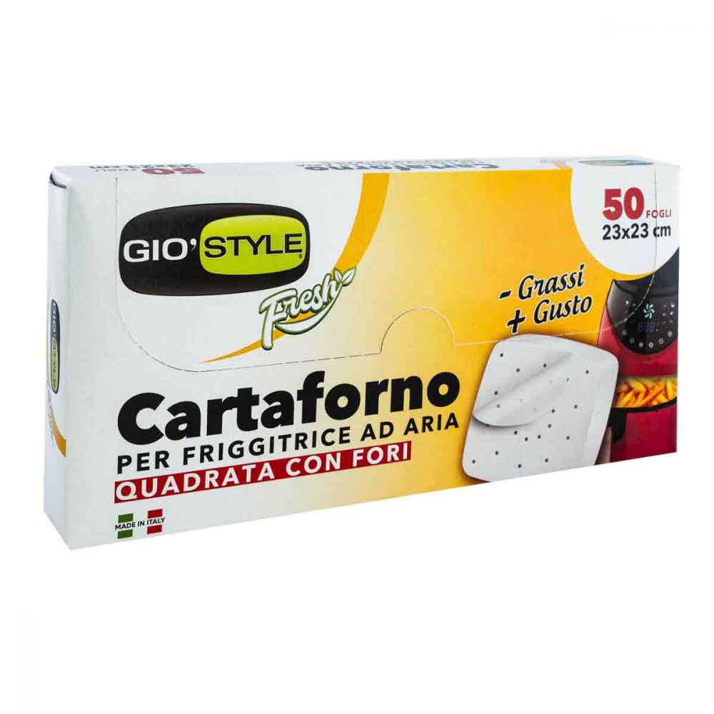 Shop Risparmio Casa - Giostyle Cartaforno per Friggitrice ad Aria Quadrati  23x23 50 Fogli