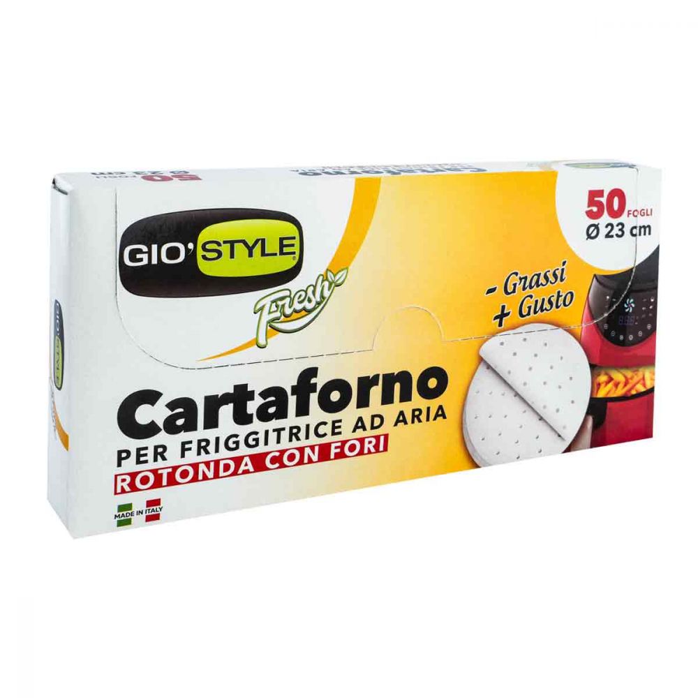 Shop Risparmio Casa - Giostyle Cartaforno per Friggitrice con Fori ad Aria  Tondi 23 cm 50 Fogli
