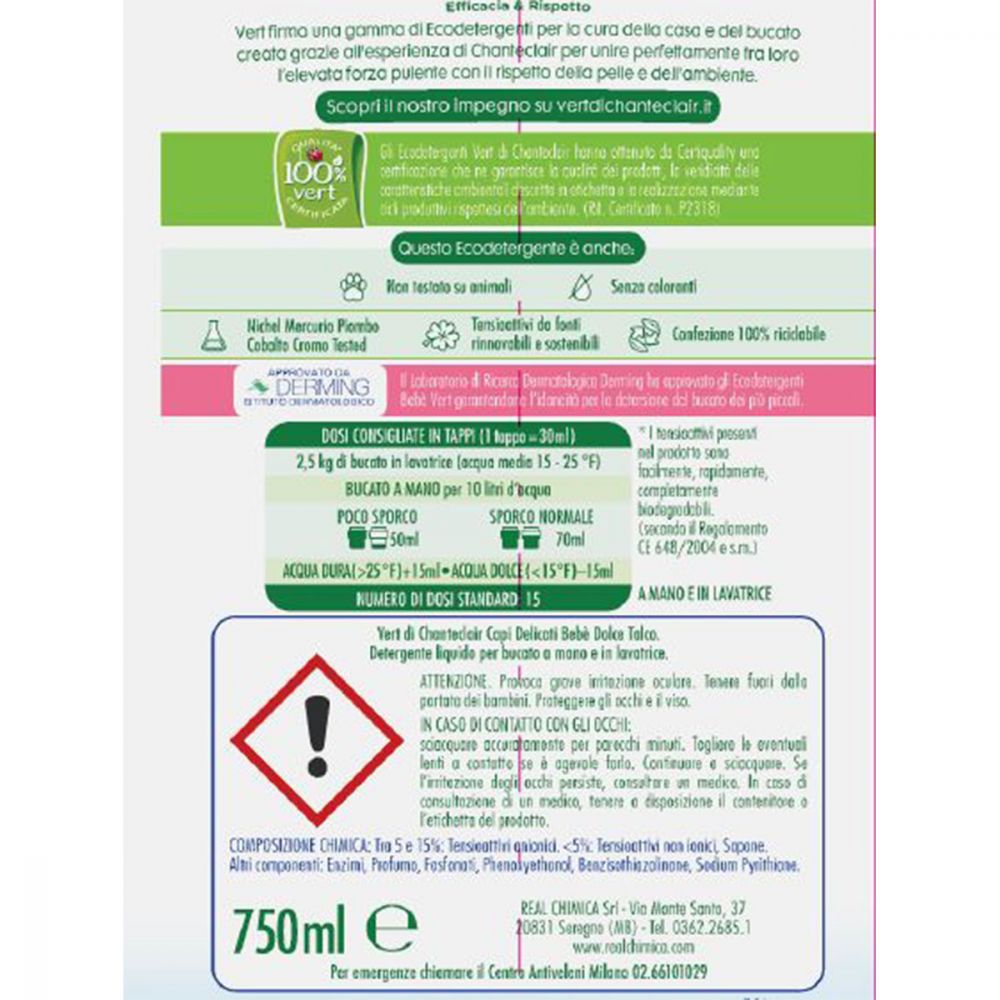 CHANTECLAIR vert detergente BEBE' M750 Linea BABY - Da Moreno