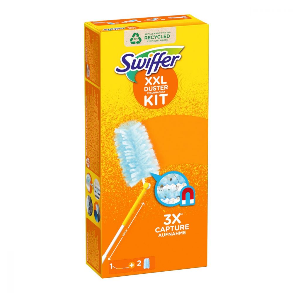 Swiffer xxl duster 1 manico allungabile per arrivare ovunque + 2 piumini  cattura polvere. peli, capelli ed allergeni - Spendibene Store