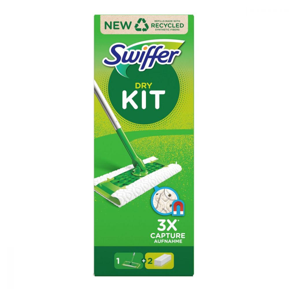 Swiffer Starter Kit Scopa Lavapavimenti 1 Scopa, 8 Panni Asciutti E 3 Panni  Umidi